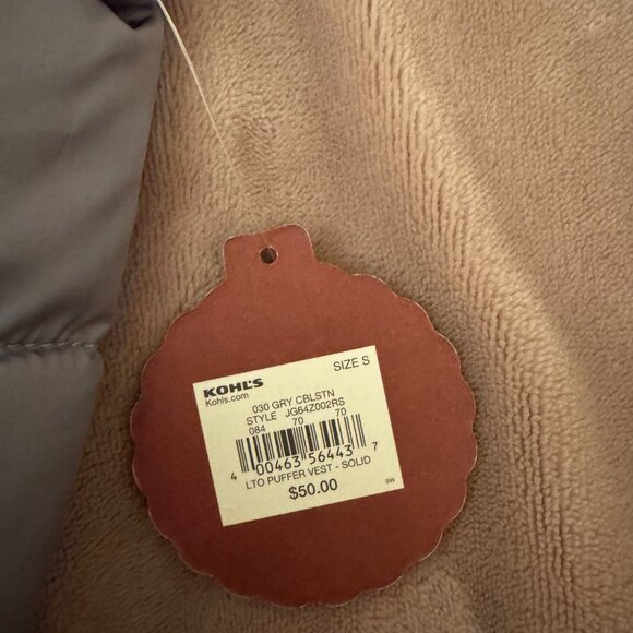 NWT SO Authentic American Heritage Grey and Mint Hooded Puffy Vest - Picture 3 of 5